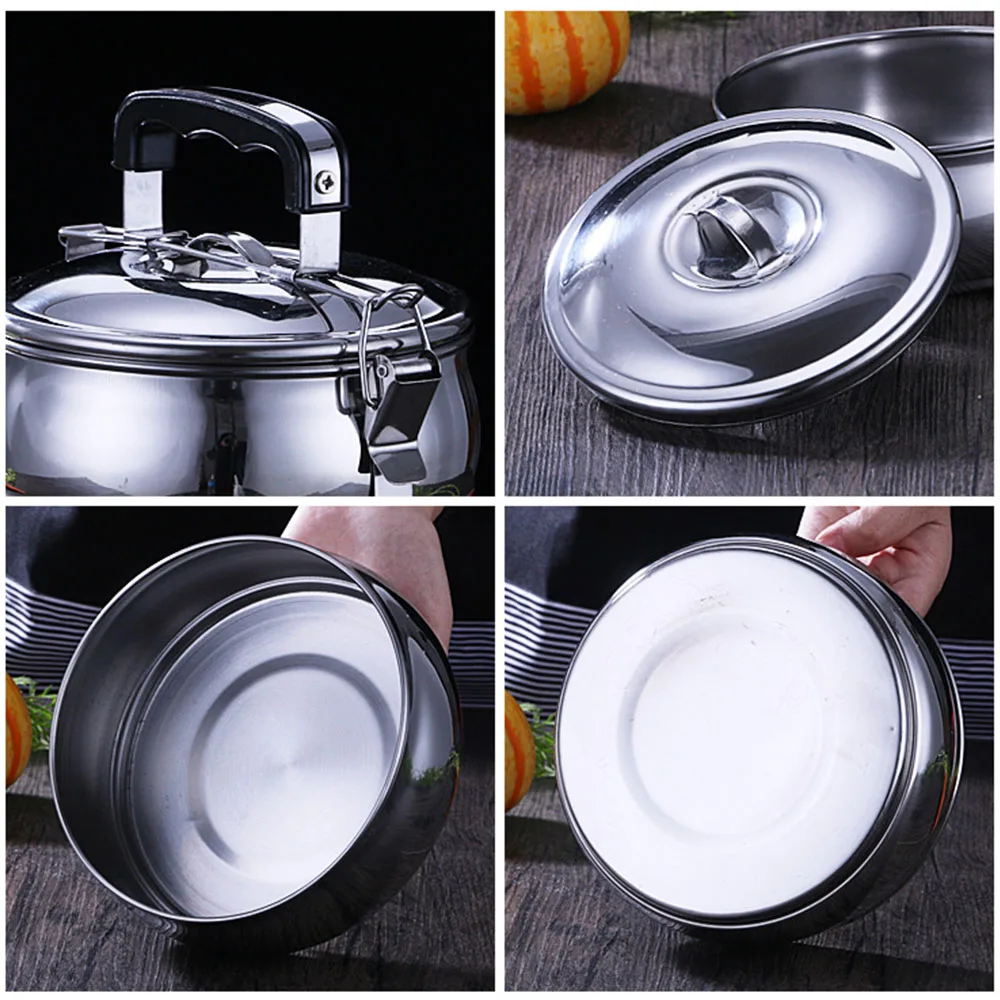 Wholesale drum type stainless steel food storage containers thermos bento box lunch 4 layers metal tiffin carrier for school