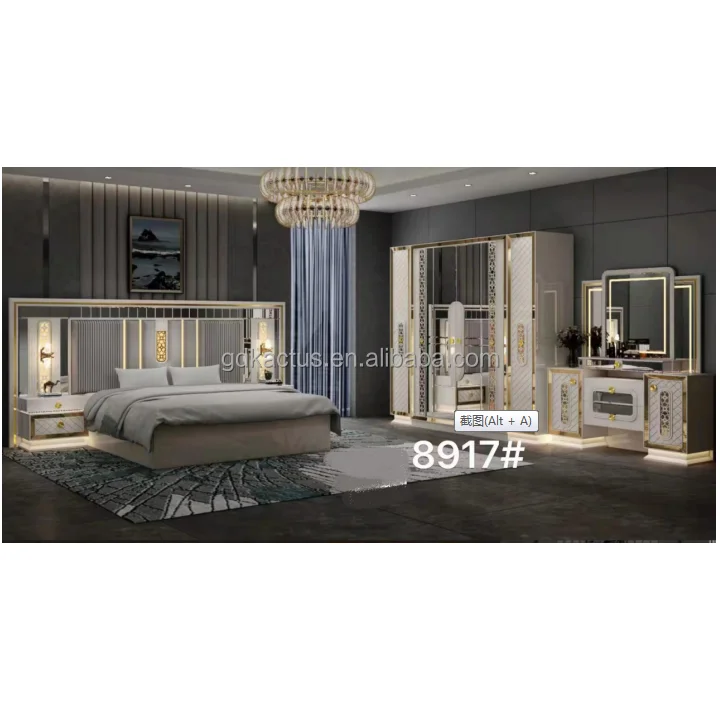 modern design elegant king size fancy bedroom furniture set high end high glossy luxury royal bedroom sets