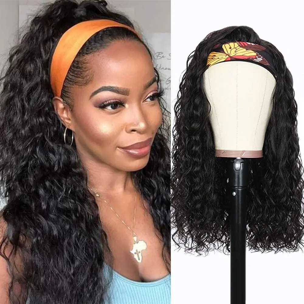 erruques-naturel cheveux humain perucas de cabelo humano 10a top grade curly headband wig for black women