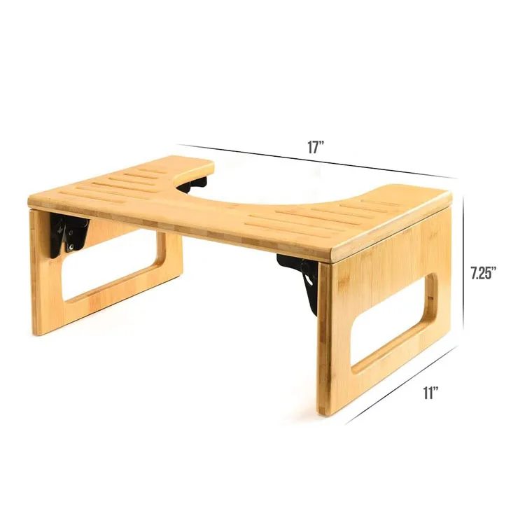 Potty Stool Waterproof and Non Slip Squat Stool Adult Bamboo Toilet Stool