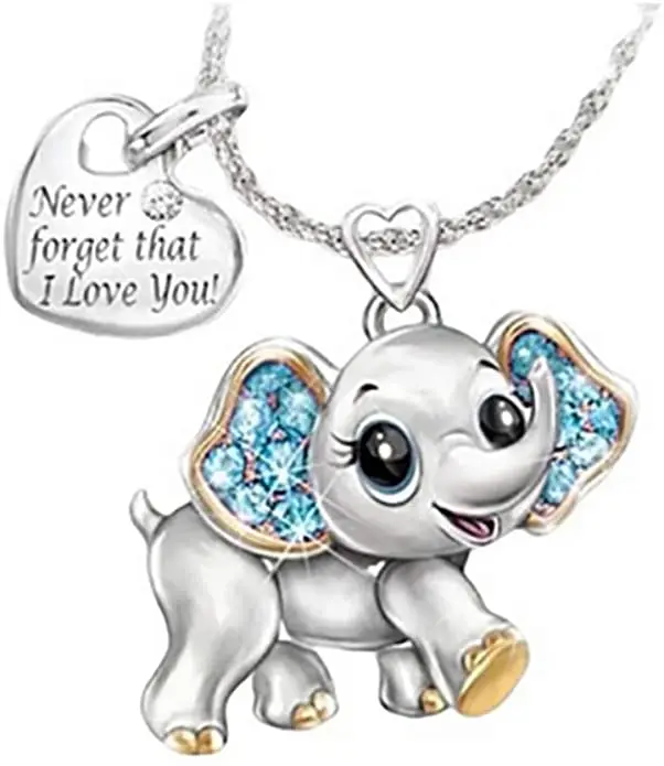 Heart CZ Lucky Animal Never Forget That I Love You Pendant Elephant Necklace for Women