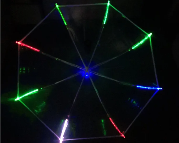 2022 Transparent LED Shaft Lighting Umbrella, POE Material Hot Selling Umbrella