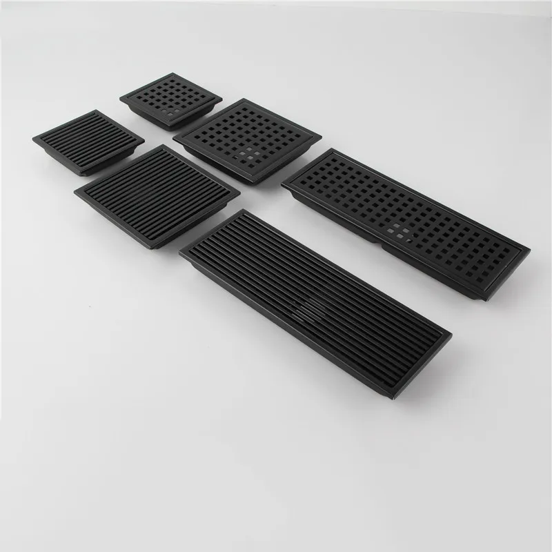 SUS 304 Stainless Steel Black 300 MM Floor Waste Grate Drains Tile Insert  Shower Drain Bathroom Floor Drain