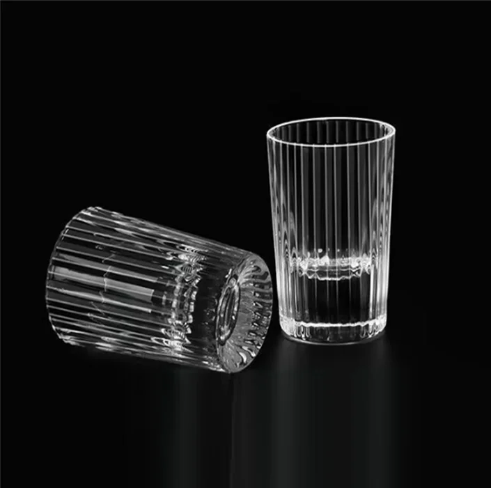 Juice Water Drinking 15ml Vertical Striped Clear Whiskey Shot Glass Ribbed Liquor Glass Wine Shot Glass