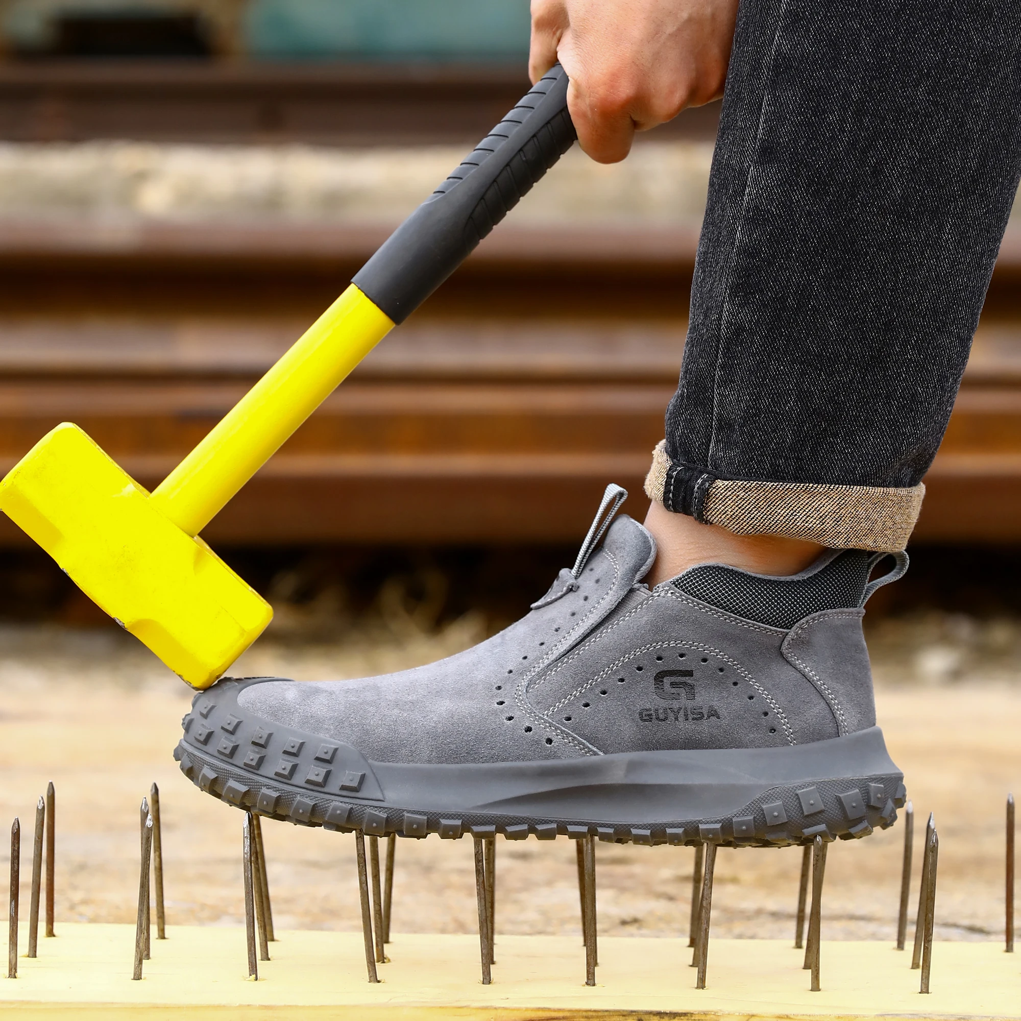 GUYISA security shoes  European standard steel toe anti-smash anti-puncture safety shoes