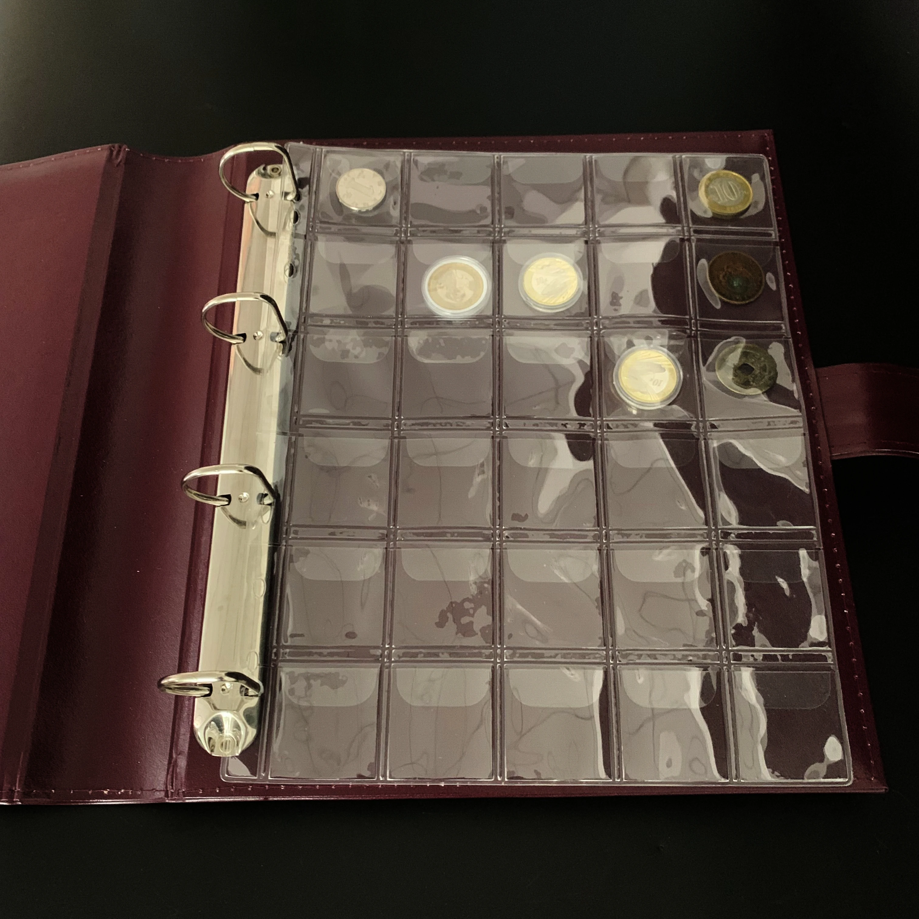 Coin flip board PVC film photo album inner page 30 pockets / ring binder albums display