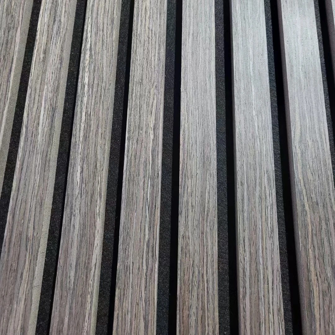 Custom 3D Modern Fireproofing Sound-absorbing European Art Home Ceiling Decorative Factory Black PET Mdf Slats Acoustic Panels