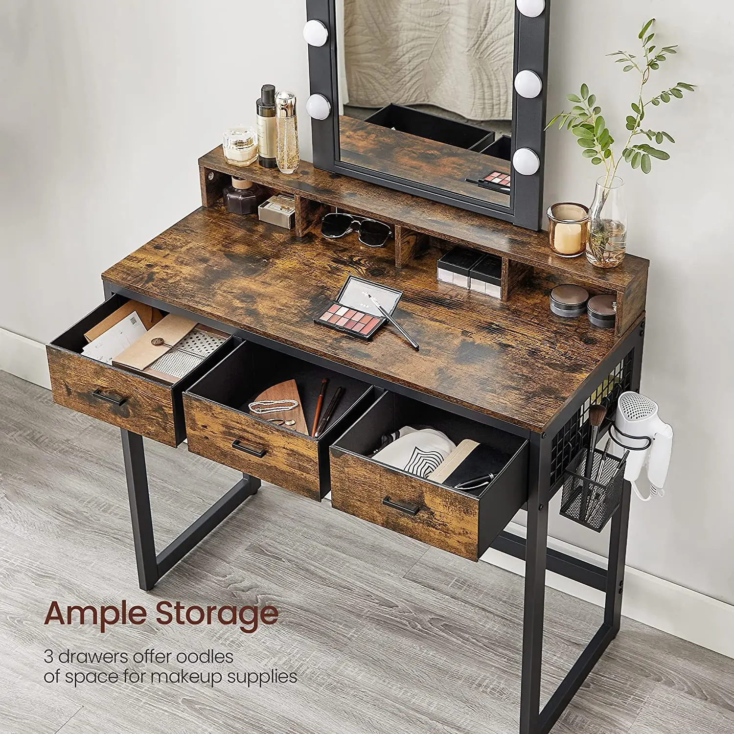 Big Size Design Wooden Makeup Vanity Luxury Glass Mirror Dressing Mirror Table With Led Mirror