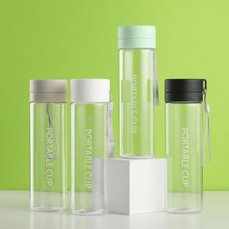 400ML 600ML 800ML children student plastic sports water bottle clear frosted Flower tea fruit water bottle