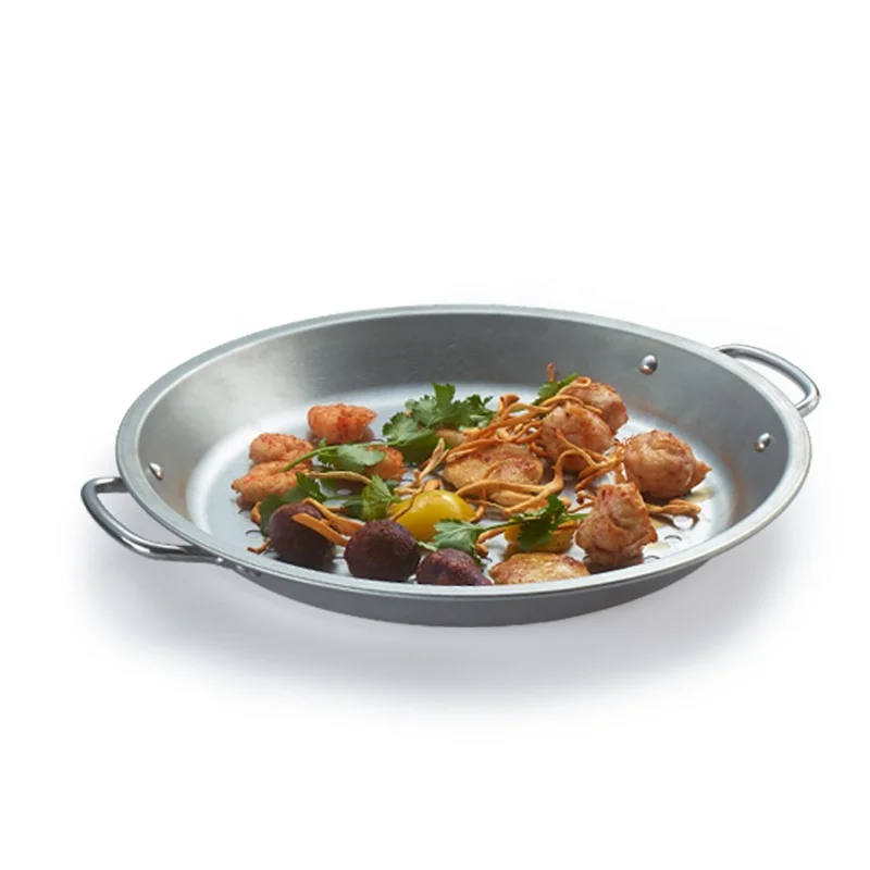 new product ideas Hot sale stainless steel round BBQ frying pan with double handles paella pan grill pan