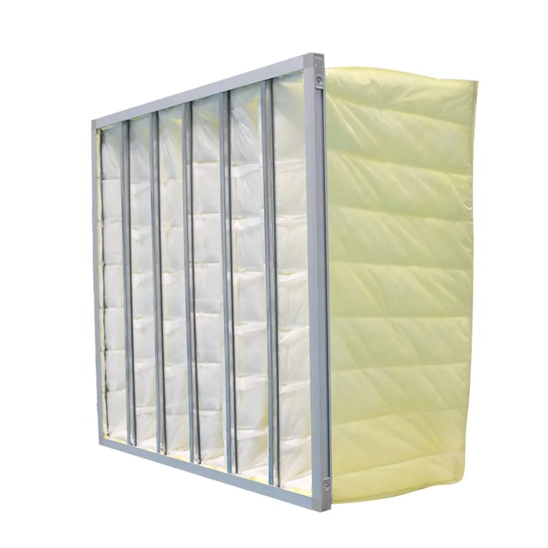 Industrial F6 F7 F8 Galvanized Steel Frame Synthetic Media Pocket Air Filter 600x600mm for HVAC System