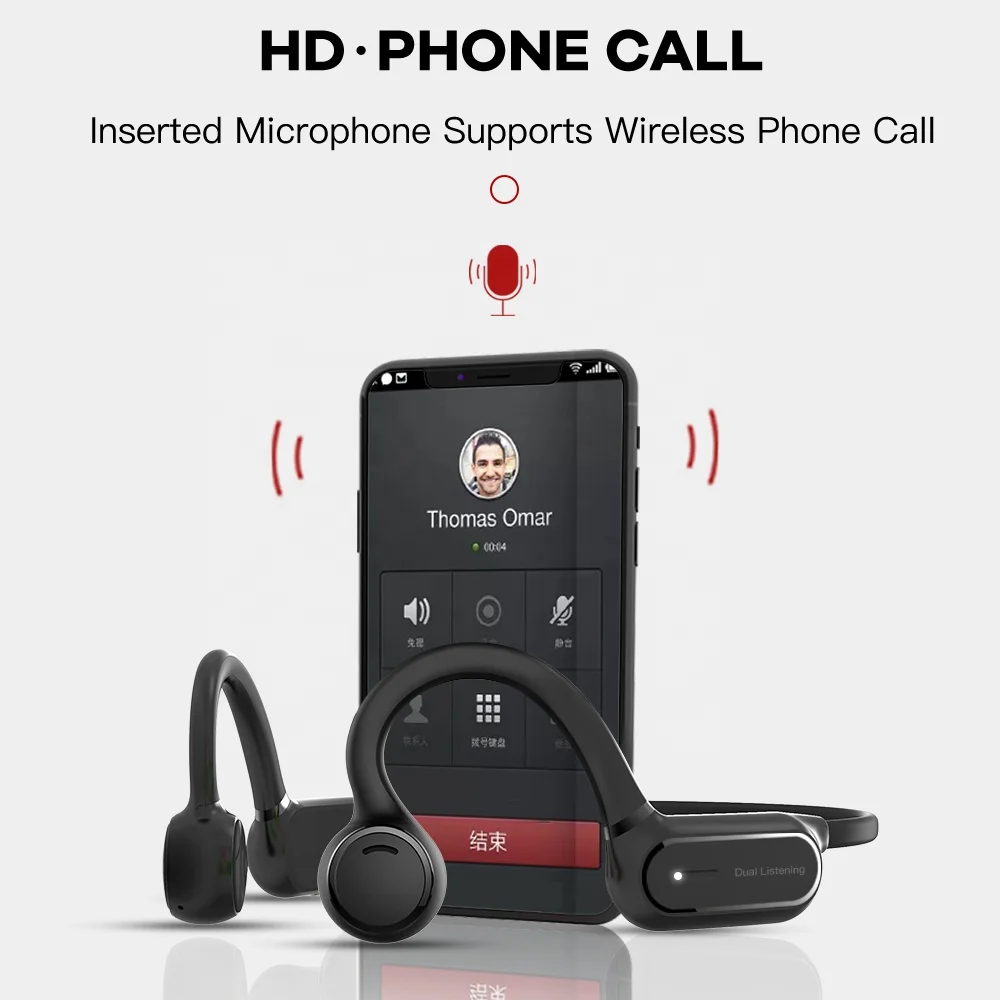 
2019 new open ear bluetooth bone conduction earphones safe for hard of listening sport mobile wireless headphones 
