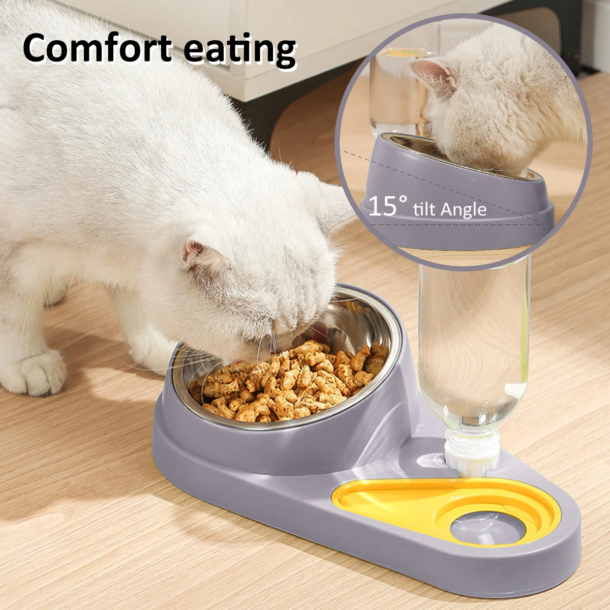 Dog Cat Double Bowls Automatic Cat Feeder Water Dispenser Pet Food Bowl Set And Water Feeder Bowls