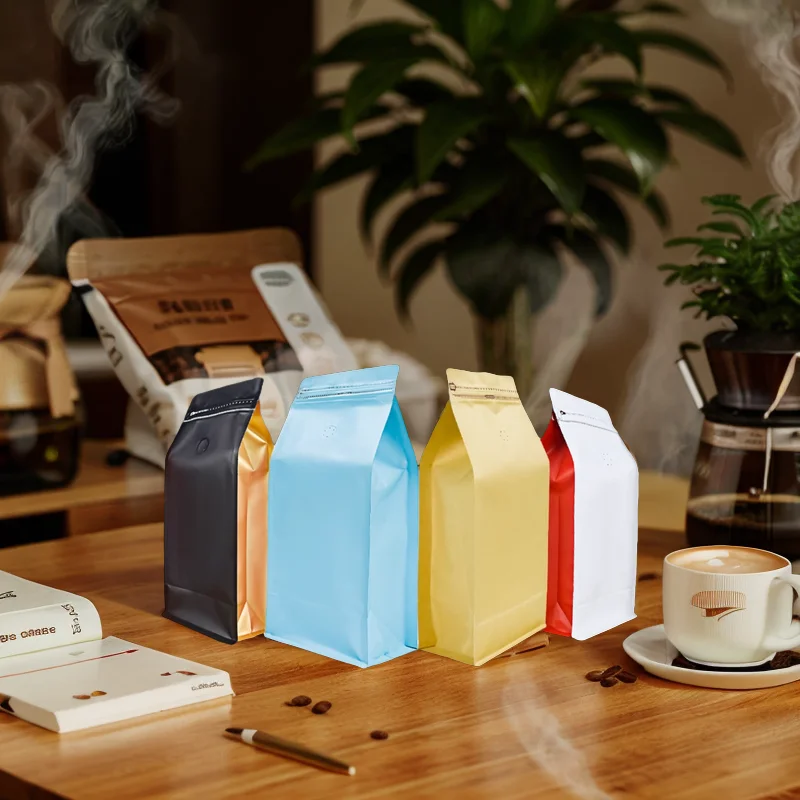 AT PACK Matte Black 250g Coffee Bags Eco-Friendly 1KG Coffee Bags With Valve And Zipper For Coffee Roasters Food-Grade Packaging