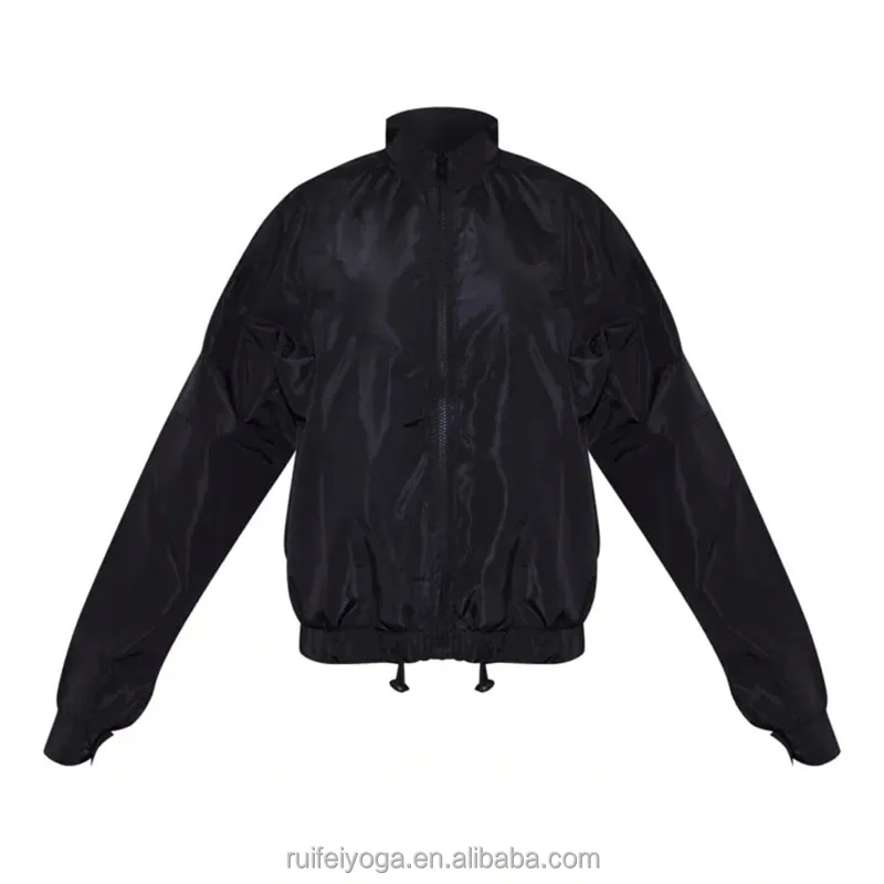 Custom Logo Quick Dry Waterproof Unisex Front Full Zipper Gym Fitness Black Sport Shell Nylon Windbreaker Jacket For Women