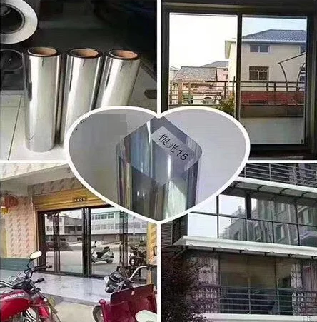 For Sale VLT05-15% Heat transfer double Silver Mirror Safety Window Film Glass Protective Film