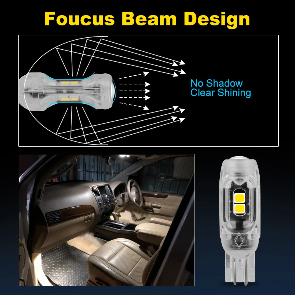 T10 Led Bulb  12V W5W 168 194  LED Canbus 5SMD 3030 Car Interior Lights License Plate Lamp Automobiles Corner Light Parking Bulb