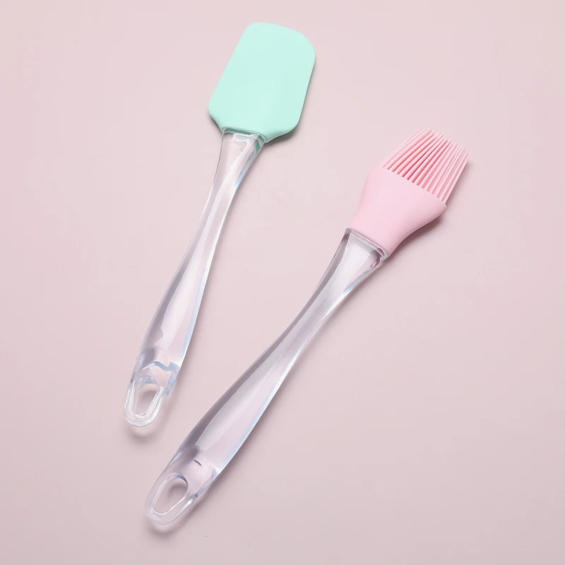 transparent handle cooking utensils oil brush mixing butter scraper spatula silicone