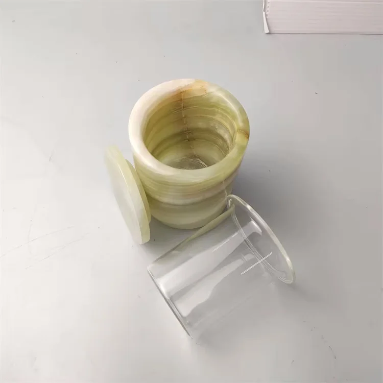 Colorful Source Wholesale Natural Home Decor Holiday Gift Hot Christmas Agate Marble Travertine Candle Jar