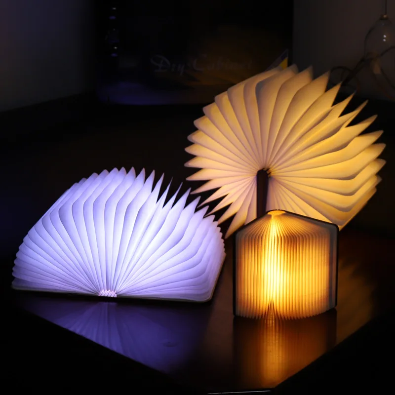 Night Light Book Shape Book Light Bedroom Mini Led Book Lamp Kraft Paper Led USB Charge Gift Items Rechargeable Home Decoration