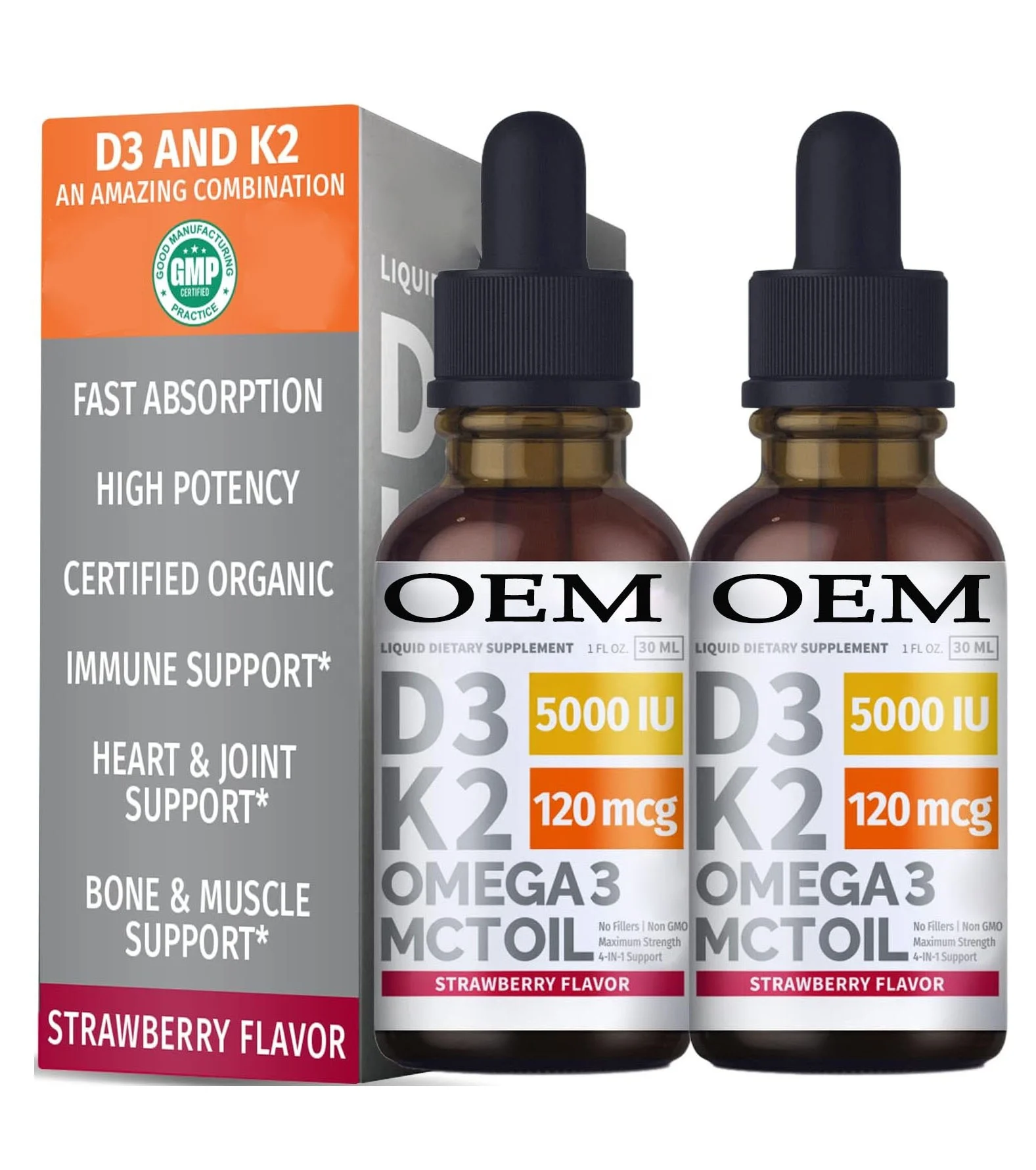 OEM 100% натуральные веганские добавки K2 капли витамина D3 жидкие обеспечивают дополнительную энергию