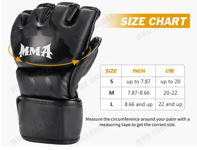 MMA ONEMAX Sparring UFC Gloves Half Finger Custom Logo With Three-layer Wristband For Training Factory Directly Supply