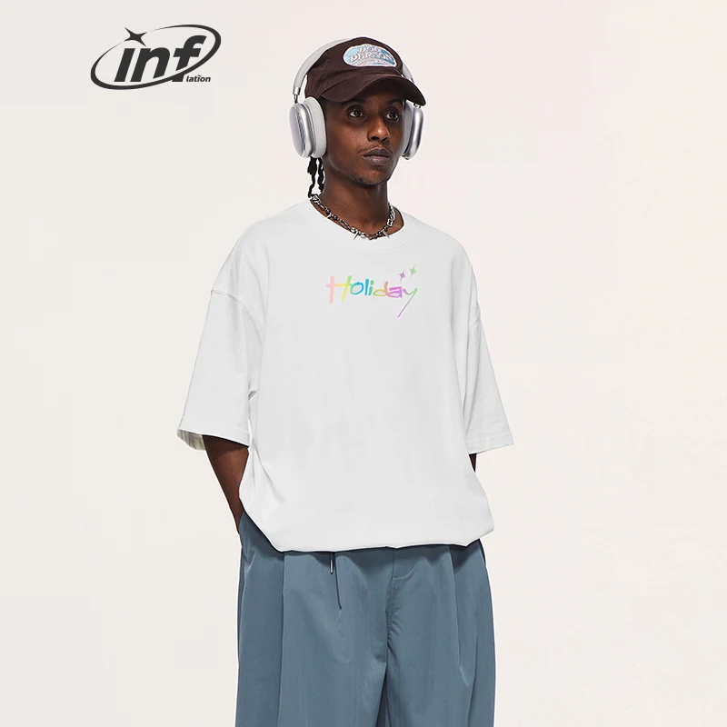 INFLATION Gradient Printed T shirt Men custom tshirt hang tag logo transfer printing t shirt for men