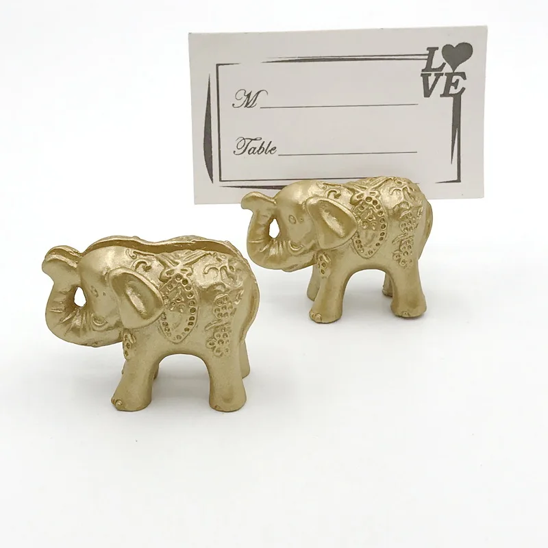 Wholesales Lucky Gold Elephant Place Card Holders Name Photo Holder Wedding Baby Party Table Decoration Favors Drop Shipping (1600180961378)