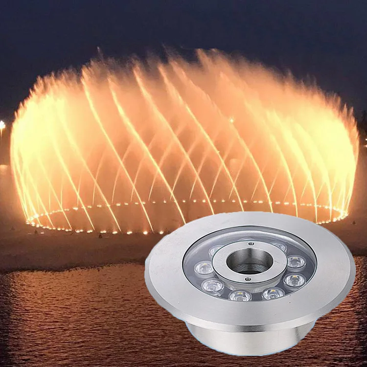 High quality ip68 stainless steel 24V rgb color changing underwater submersible water led fountain lights for small fountain