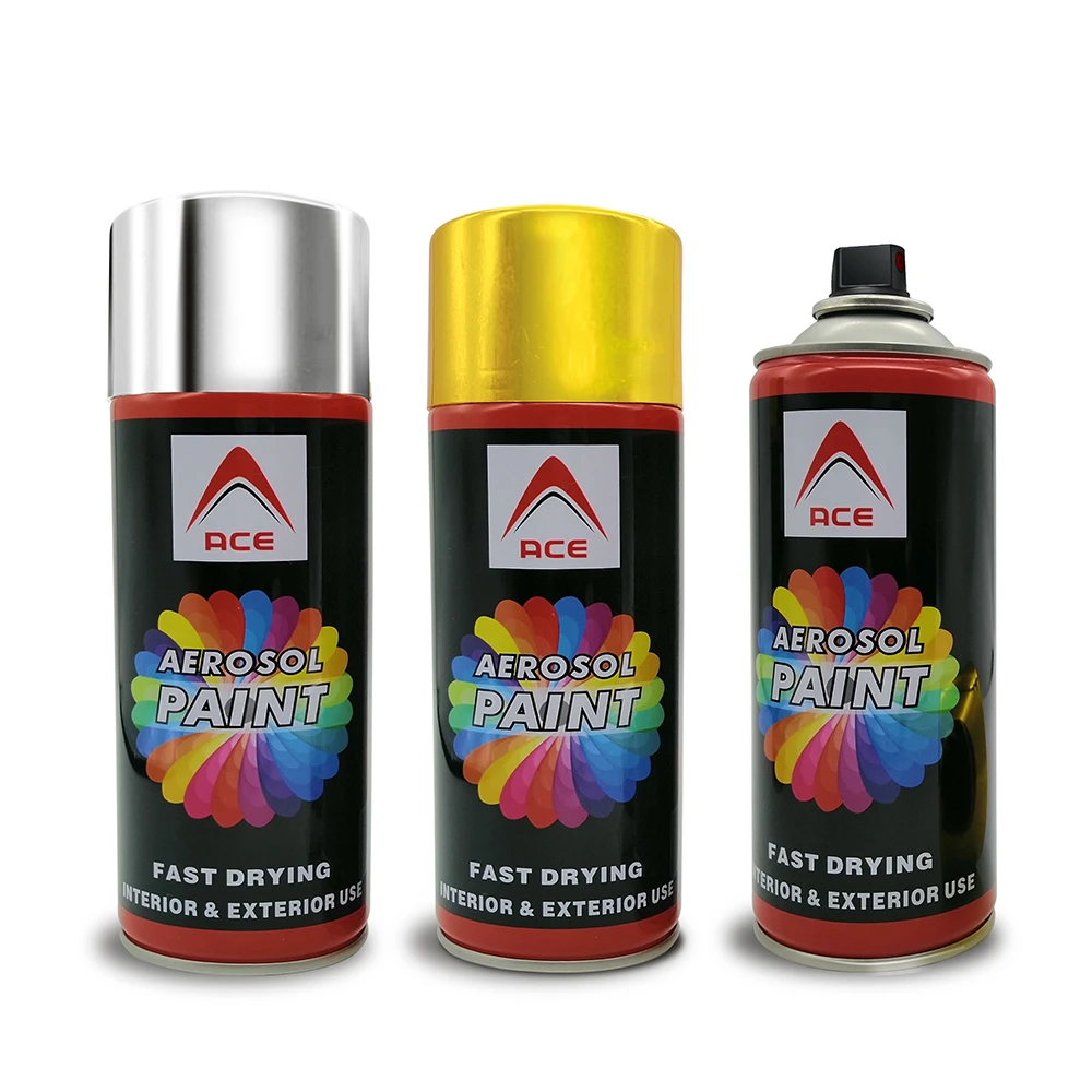 Metallic Golden Bright Gold Spray Paint Optional Color 400ml Painting Lacquer Auto Spray Factory Supply