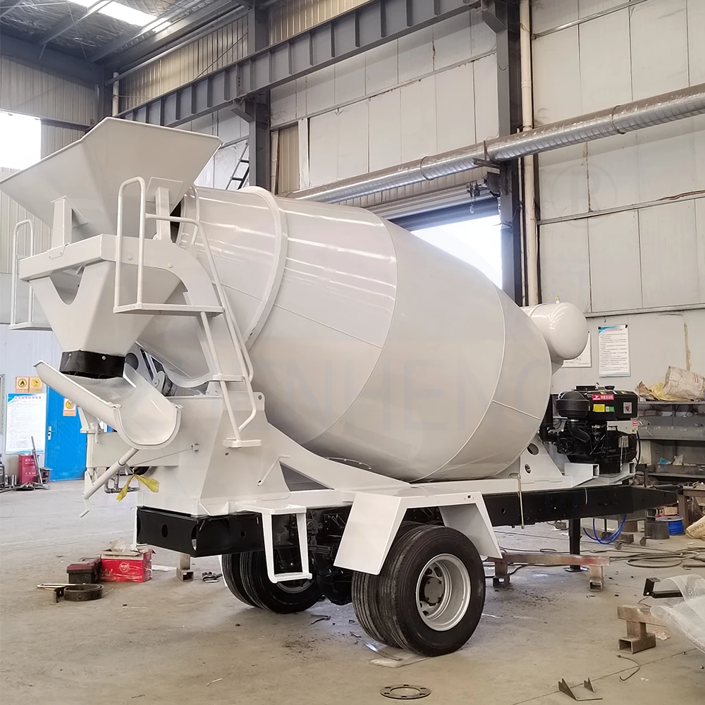 Concrete Mixer Semi Trailer 4 Cubic Meters Small Concrete Transit Mixer Construction Mobile Concrete Drum Mixer Heavy-Duty