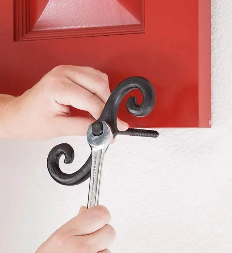 Black Shutter Dog Holders 6.5 Inches Long Antique Decorative S Style External Shutter Tieback Hardware Including Mounting Screw