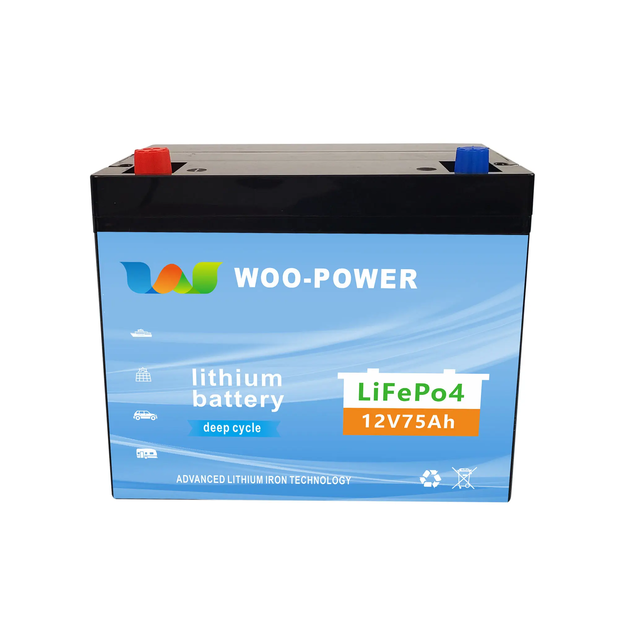 Factory Recommend Buying 12V 75Ah Lithium Ion Battery Pack Lifepo4 BMS Battery For Solar Energy Storage System