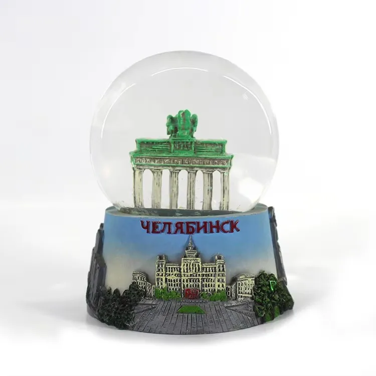 New custom tourist attractions design Snowball city building resin snow glass ball home decoration tourist city souvenir crafts