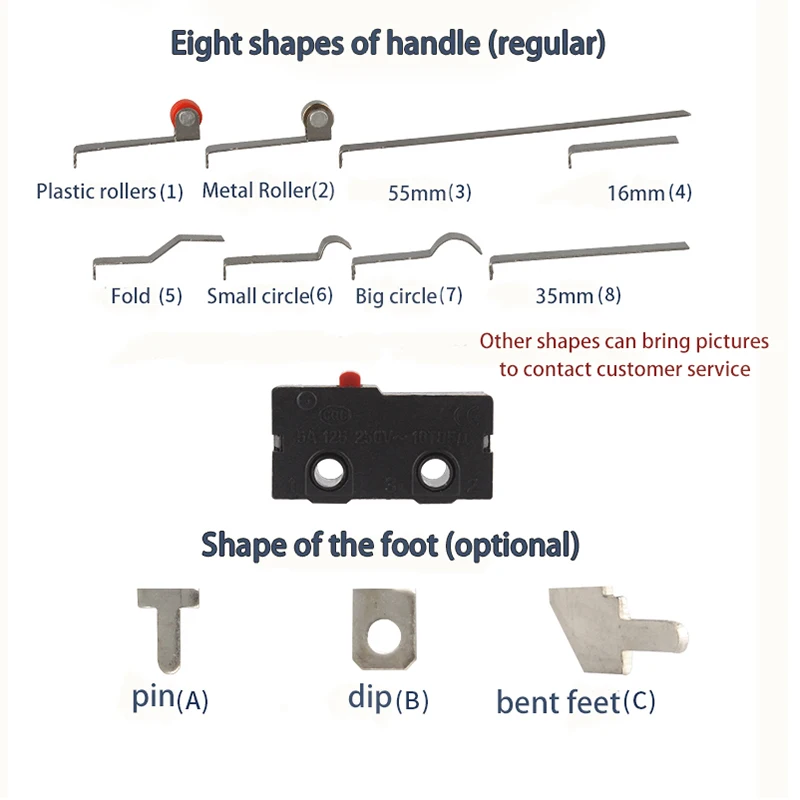 Micro switch KW12-A-2 without handles Limit Switches KW12 Reset travel Limit Switch 2pin 5a125v