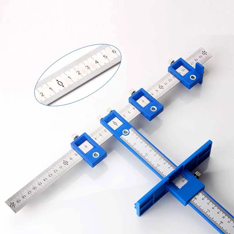 Woodworking Punch Locator Drill Hole Punch Guide for Cabinet Closet Door Knob Handle Installation Adjustable Positioner Ruler