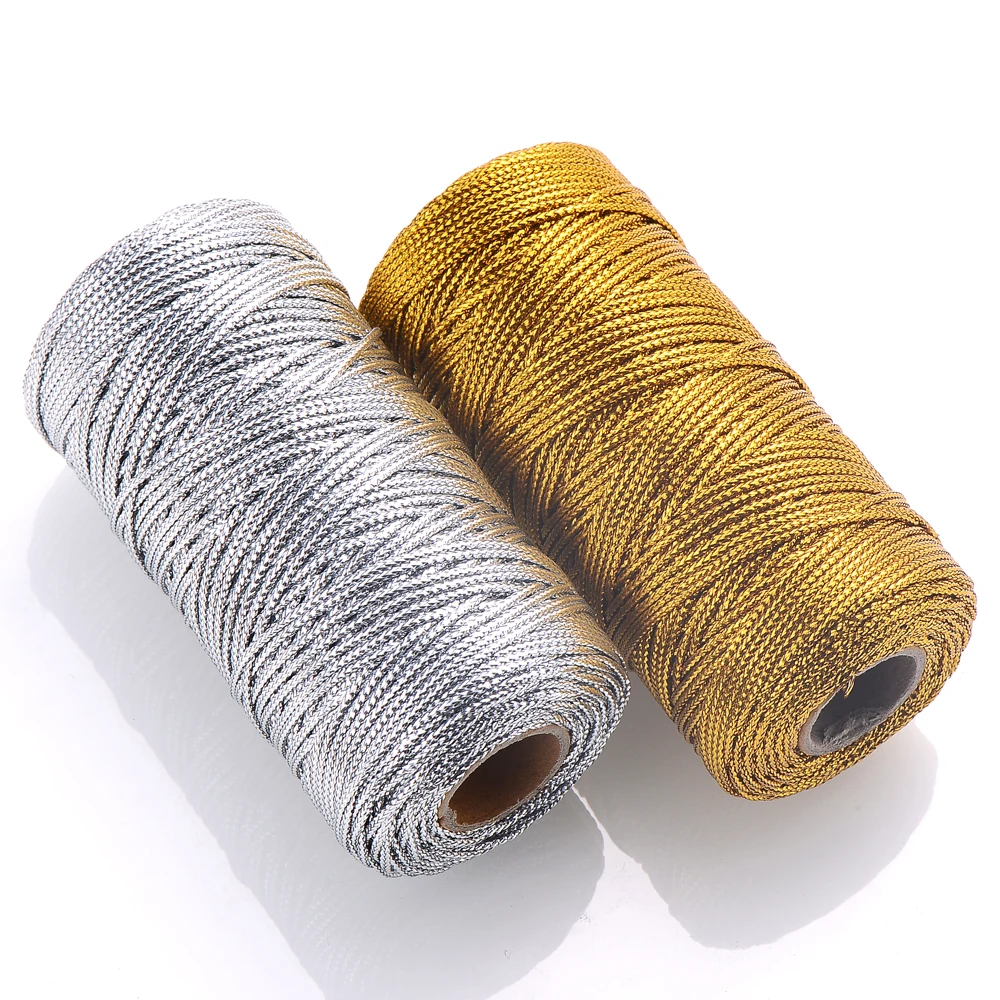 100m/Roll 1.5mm Gold & Silver Color Thread Cord Packing Rope Ornament String For DIY Wedding Party Christmas Gift Decor