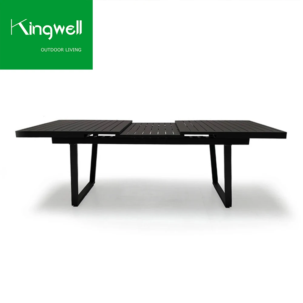 Garden patio furniture balcony waterproof aluminum teak armrest chair dining sets outdoor dinning table and 8 chair set