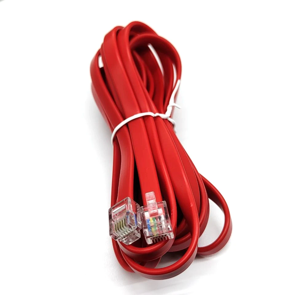 RED Telephone Cable RJ12 to RJ12 6P6C Connector RJ12 Flat Patch Cord