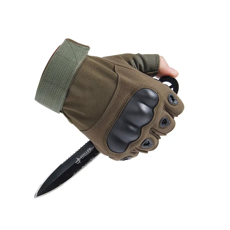 Factory Wholesale Combat Training Olive Green Half-finger Gloves High Performance Comfortable Custom Mil Tactical Gloves