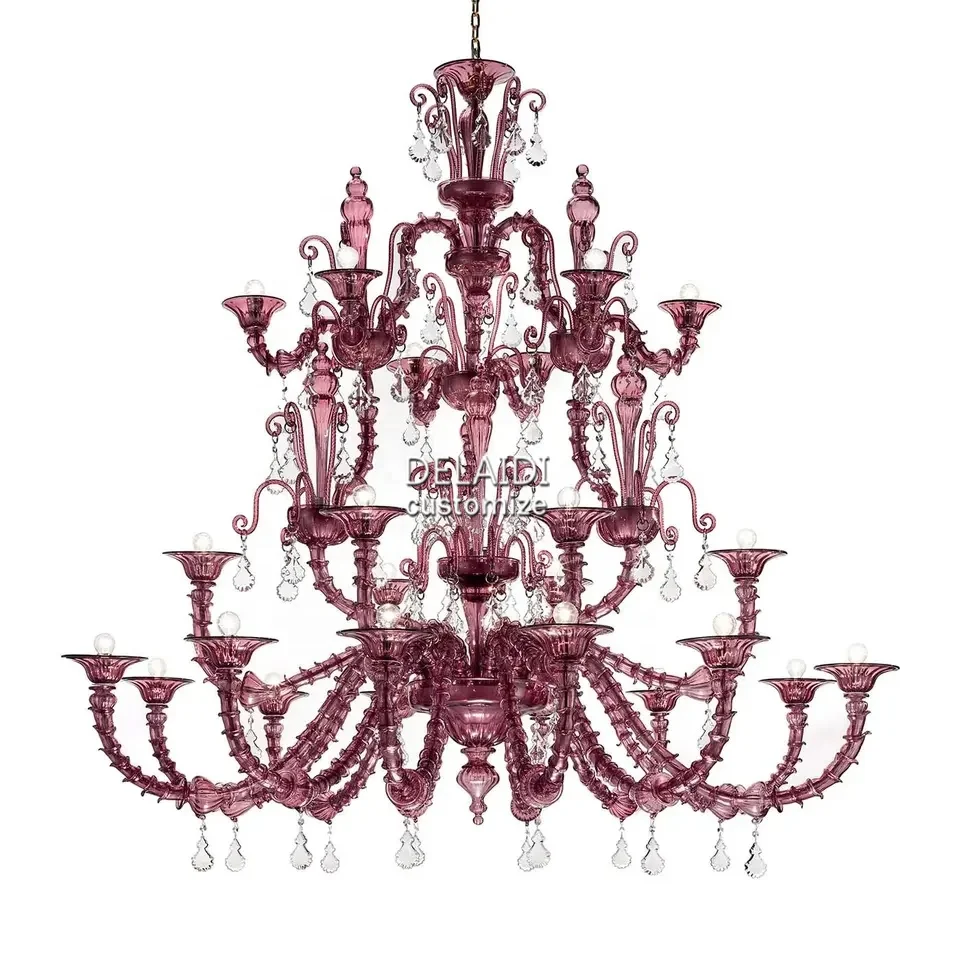 flower glass ceiling chandeliers nordic home villa living room dining table Italy design colored glass chandeliers custom China
