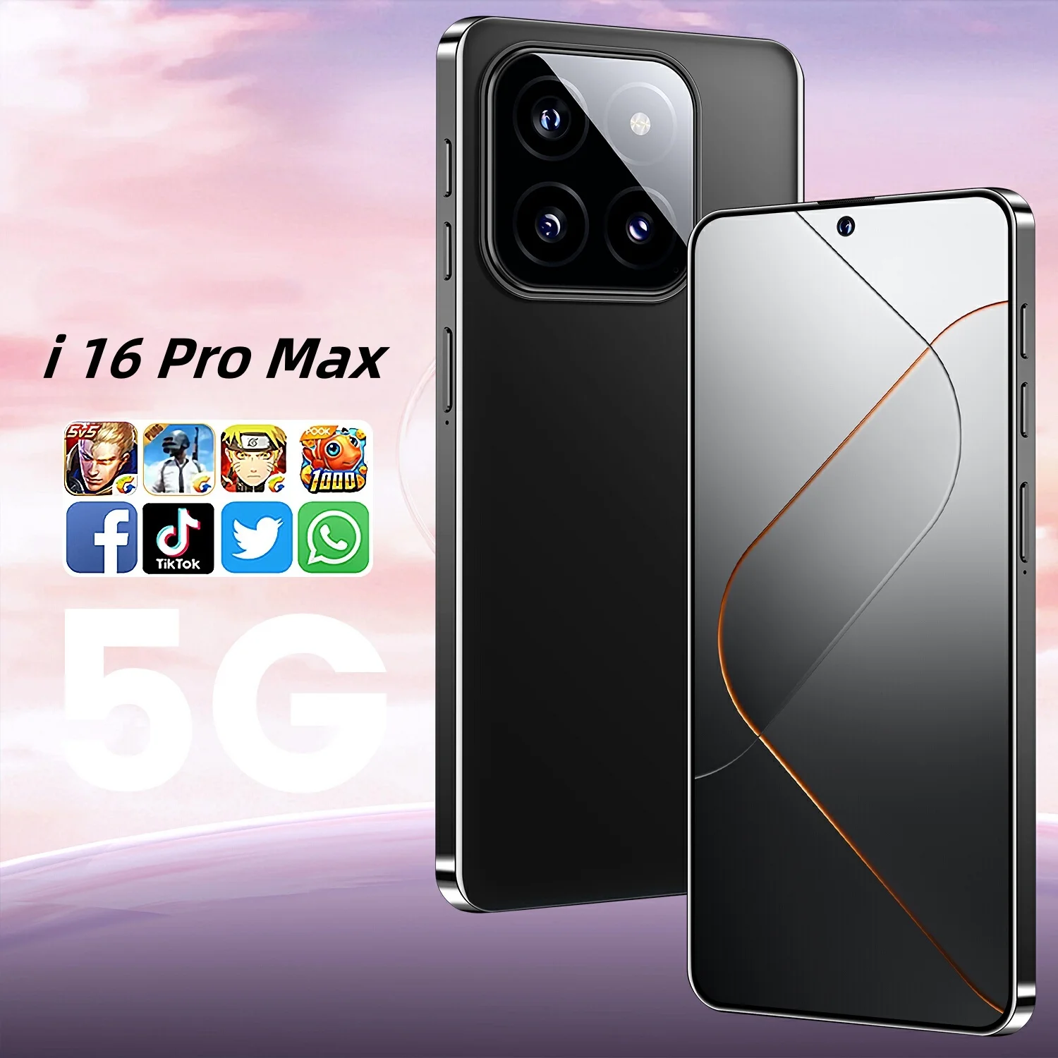 oem 2024 New Product I16 Pro Max Mobile Phones 5g Smartphone 16gb+1tb Full LCD Screen ChatGPT4.5 Cell Phones