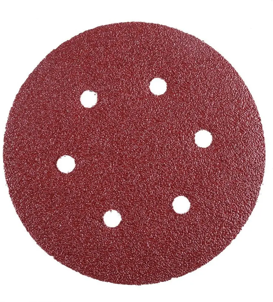150mm 6 holes abrasive disc Aluminum Oxide Hook and Loop round sandpaper sanding discs for polishing disc 60#-600#