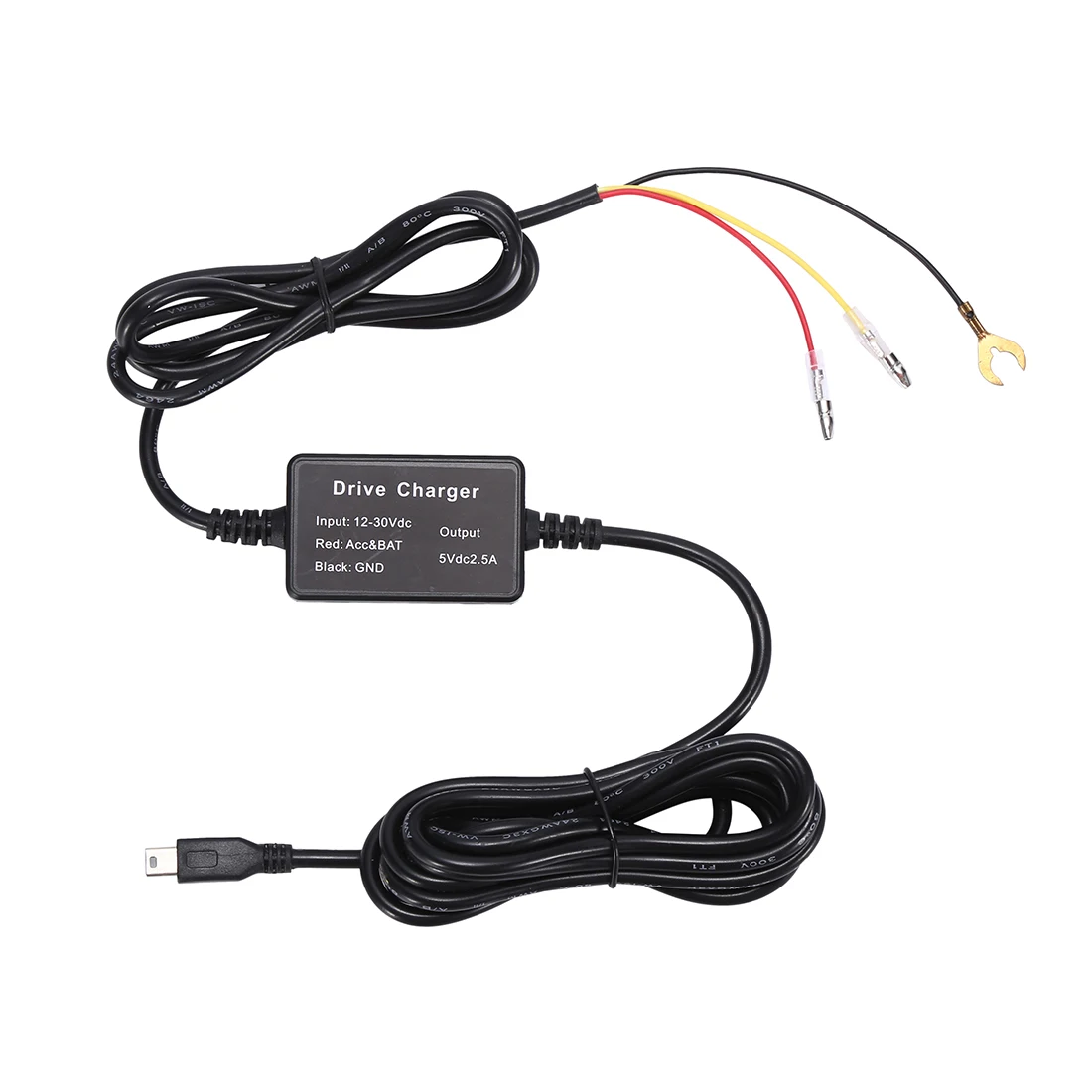 12V-24V DC to 5V DC voltage Regulator With 3.2 Meters Cable 3 lead mini USB Hard Wire Kit For Dash Cam Dash Cam Hard Wire Kit
