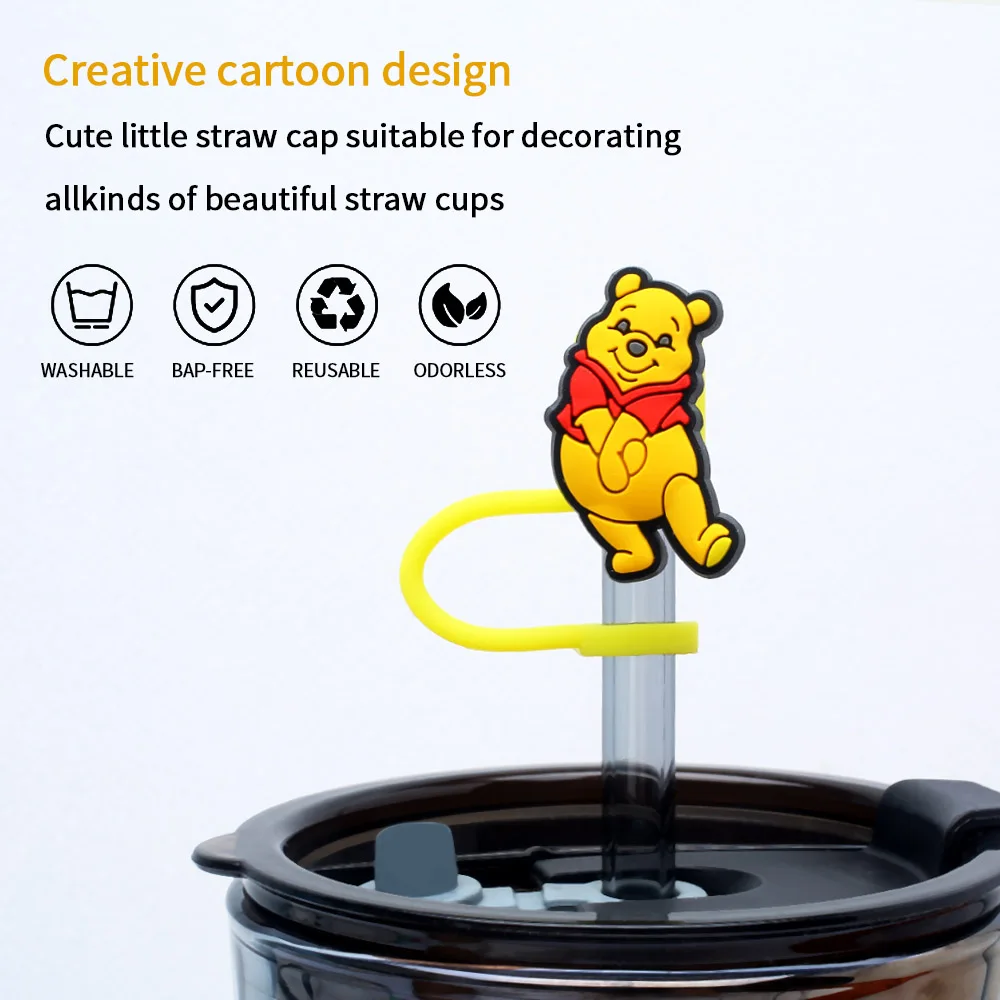 8mm Straw Topper New Wholesale Custom Cartoon Straw Toppers wholesale Straw Topper Accessory  Silicone