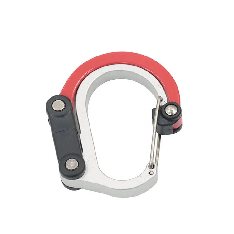 Outdoor camping aluminum gear clip carabiner with rotating hook hero clip