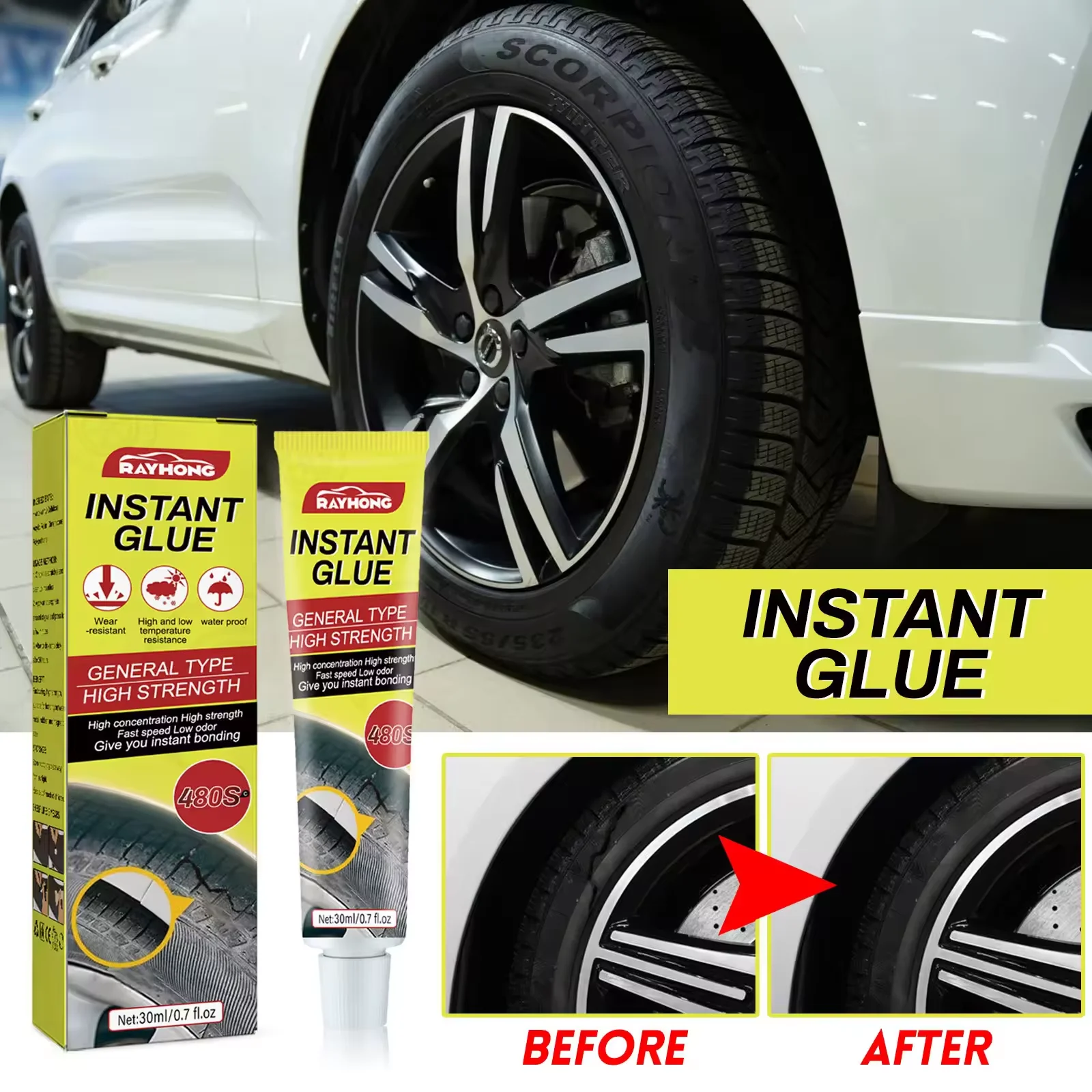 Car Tire Repair Glue Adhesive Wholesale Rayhong High Strengthen Wear Resistant Tire Sealant Tyre Sealant