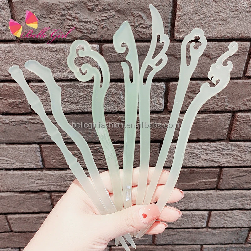 Красные китайские антикварные стильные зеленые палочки для волос из серии ажурные заколки пучка Акриловые Вилки шпилька