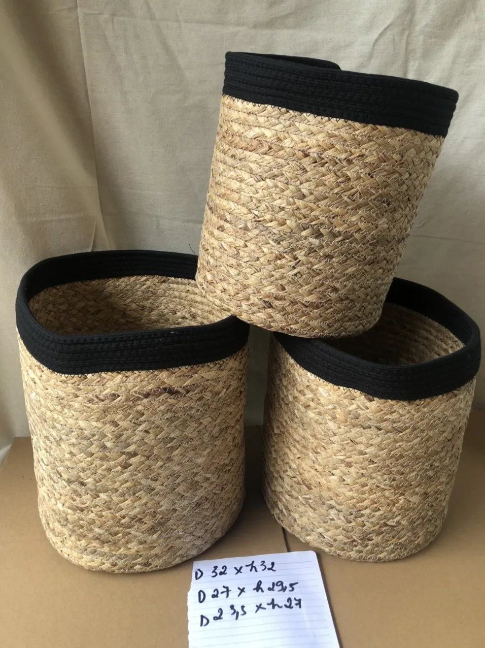 New design packs basket from water - hyacinth and cotton rope material handmade from Vietnam.