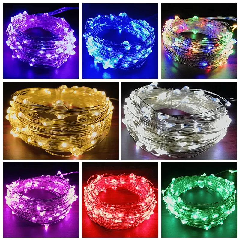 Waterproof led solar Copper Wire christmas tree lights string High Quality  Holiday Lighting Christmas outdoor Decoration